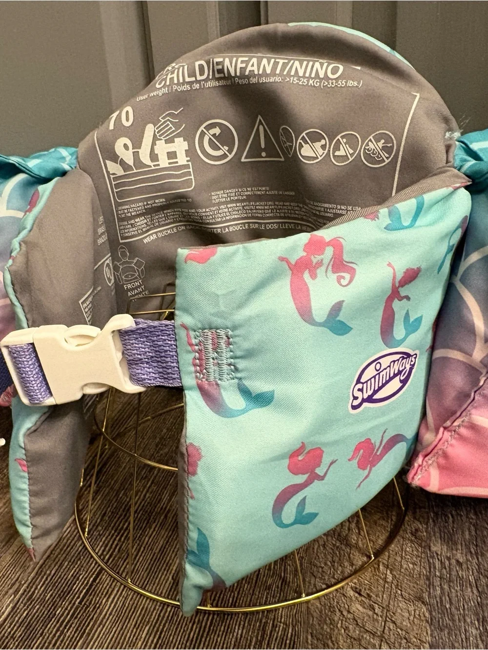 Mermaid Print Kids Swim Arm Bands in Pink and Aqua